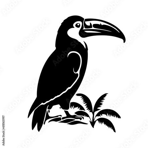 Vector illustration of a black silhouette toucan