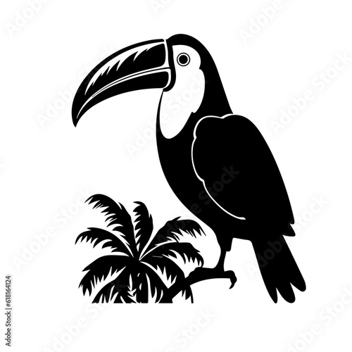 Vector illustration of a black silhouette toucan