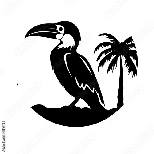 Vector illustration of a black silhouette toucan