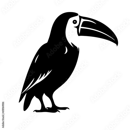 Vector illustration of a black silhouette toucan