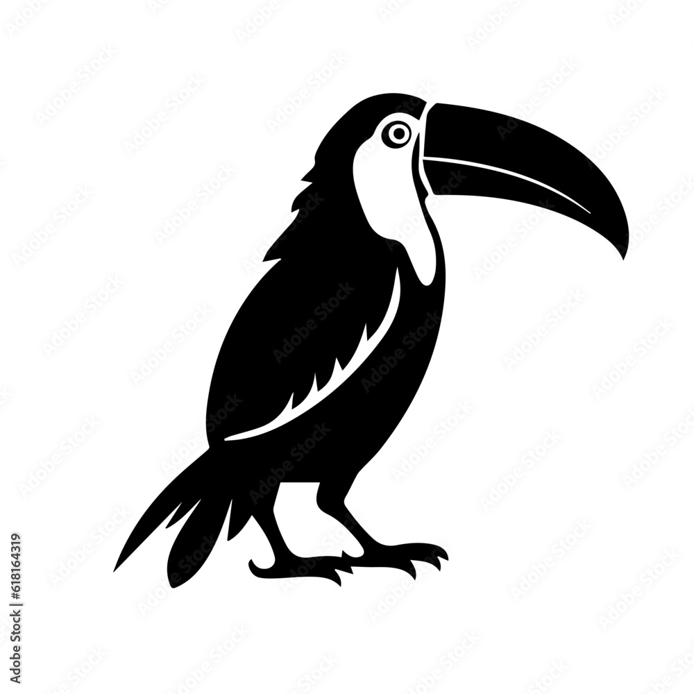 Naklejka premium Vector illustration of a black silhouette toucan