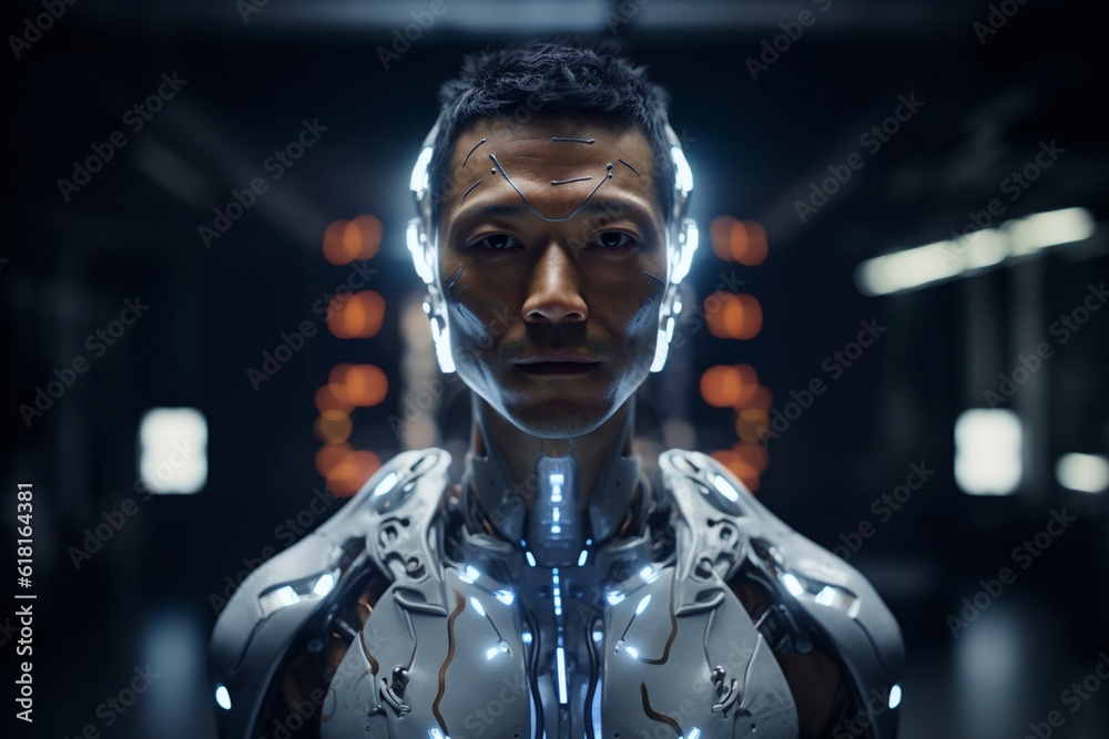Highly detailed portrait of male cyborg Highly detailed portrait of male cyborg