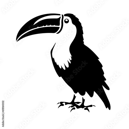Vector illustration of a black silhouette toucan
