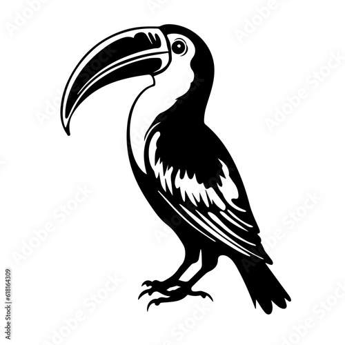 Vector illustration of a black silhouette toucan