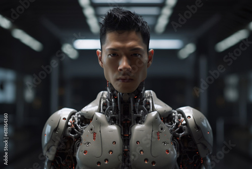 Highly detailed portrait of male cyborg