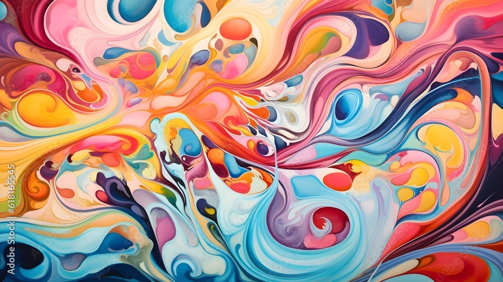 A psychedelic-inspired abstract piece, featuring intricate patterns, swirling forms, and a vibrant color palette reminiscent of the 1960s counterculture. (Generative AI)
