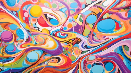 A psychedelic-inspired abstract piece, featuring intricate patterns, swirling forms, and a vibrant color palette reminiscent of the 1960s counterculture. (Generative AI)