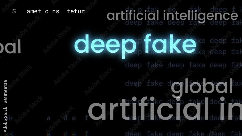 Deep fake hoax false and ai manipulation headline news across international media. Hacker concept text. loop animation