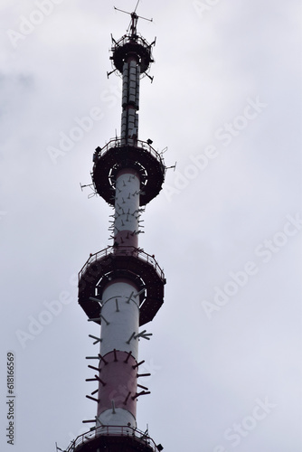 TV tower against a cloudy sky.