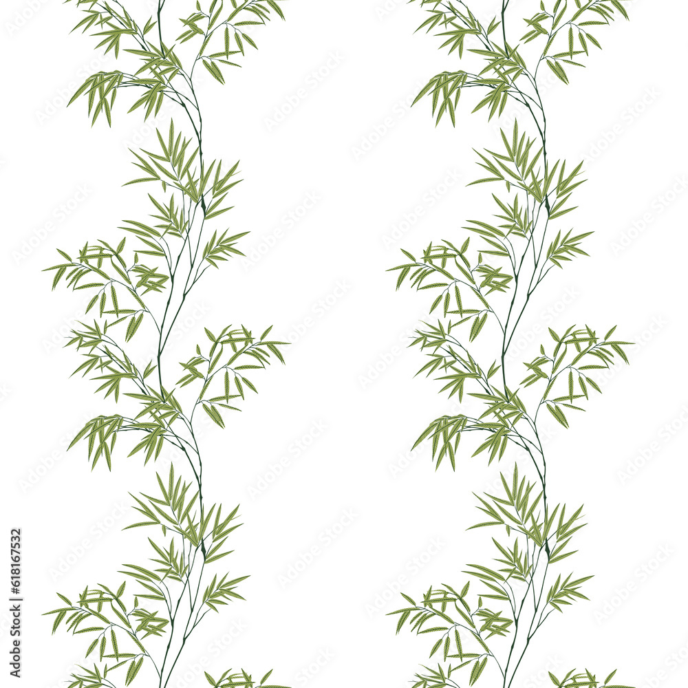 Naklejka premium Seamless pattern with bamboo branches on white background