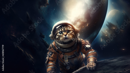 Cosmic Feline: Astronaut Cat Embarking on a Space Adventure