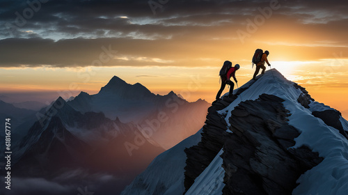 Triumphant Couple Conquering the Mountain Peak © Ariol Sàlocin 