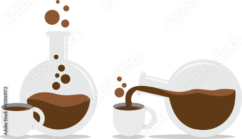 Coffee brewing experiment in a beaker