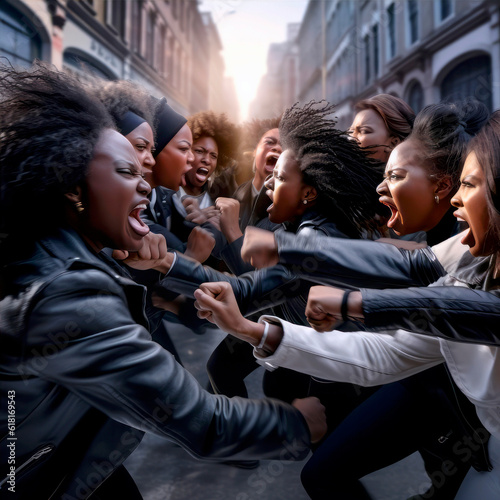 fighting african american women in the street.