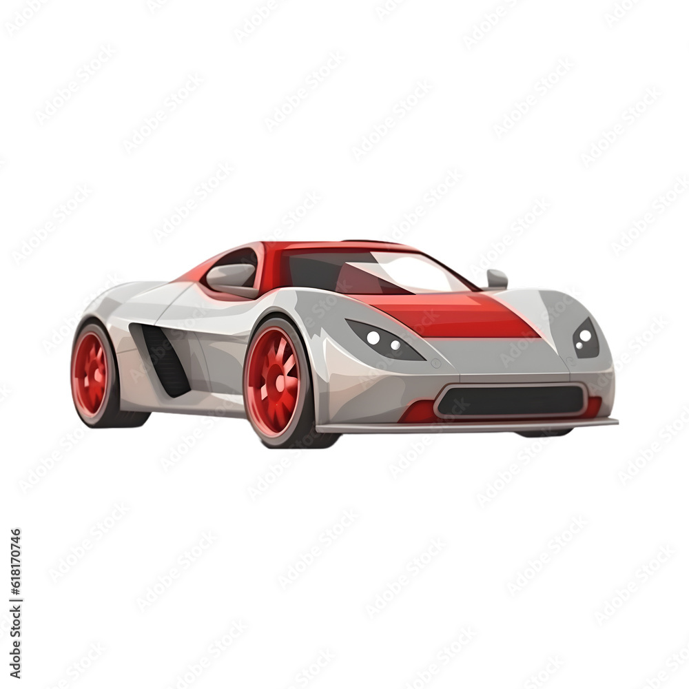 red sports car made by midjeorney