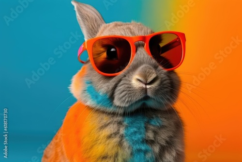 easter bunny with colorful glasses and colorful backgruond © Waqas