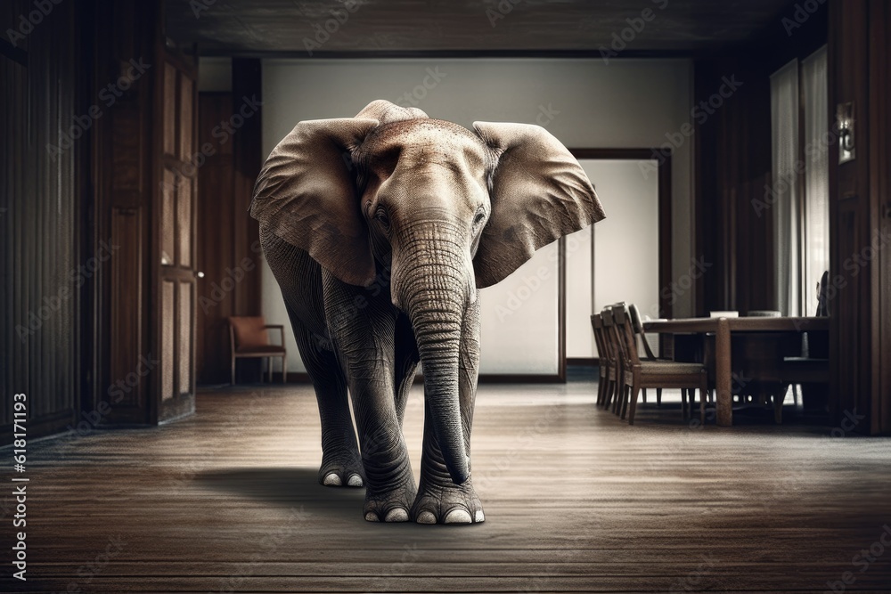 elephant standing in a room