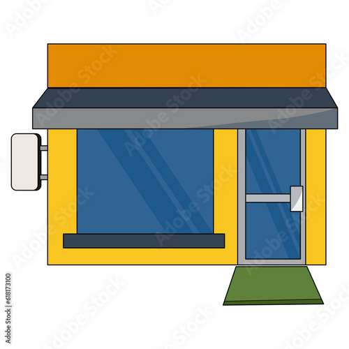 flat design restaurants and shops facade icons.Includes shop,newspaper,coffee shop,ice cream shop, flower shop,vegetable store,Laundry, barber,shoe repair, pharmacy,boutique,toy store.