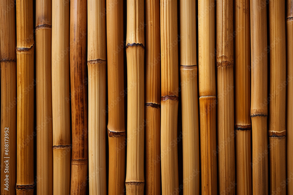 Fototapeta premium Bamboo Zen: Bamboo tiles creating a calming and natural atmosphere, types of tiles background, textures Generative AI