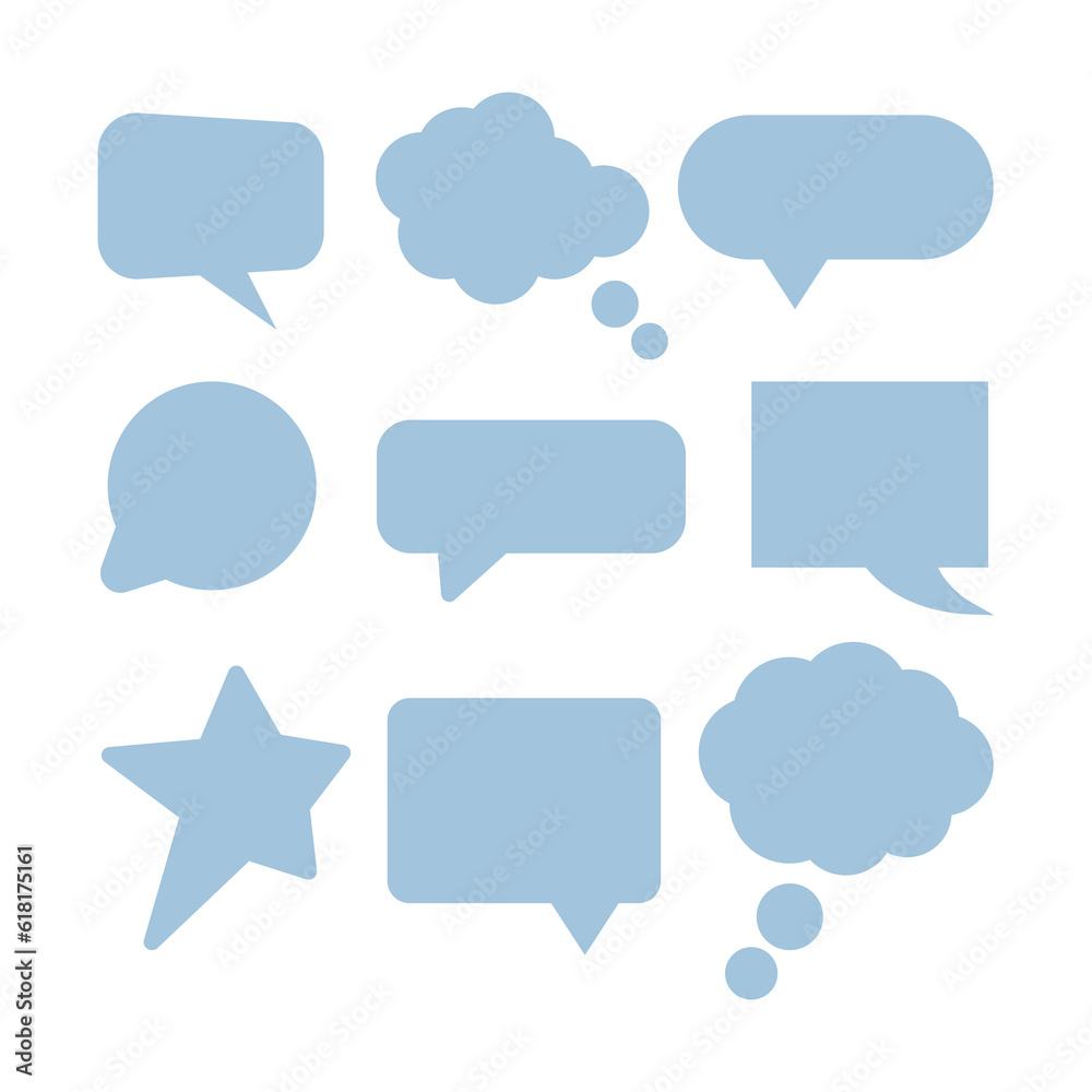 Vector set of empty blue speech bubbles isolated on white background. Vector set of empty blue speech bubbles isolated on white background.