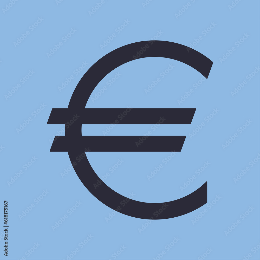 Euro vector icon on a blue background. Vector illustration. Euro vector icon on a blue background. Vector illustration.