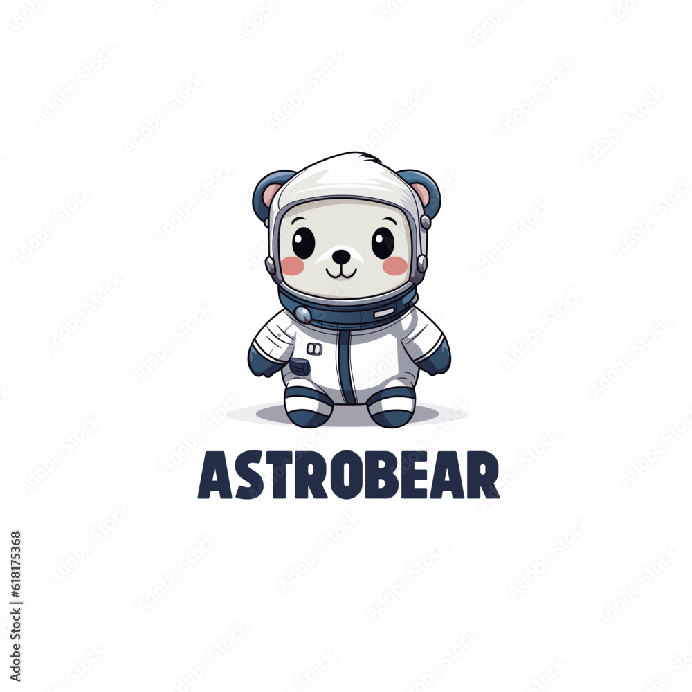 cartoon white bear wearing astronaut suit. astronaut bear mascot logo vector illustration cartoon white bear wearing astronaut suit. astronaut bear mascot logo vector illustration