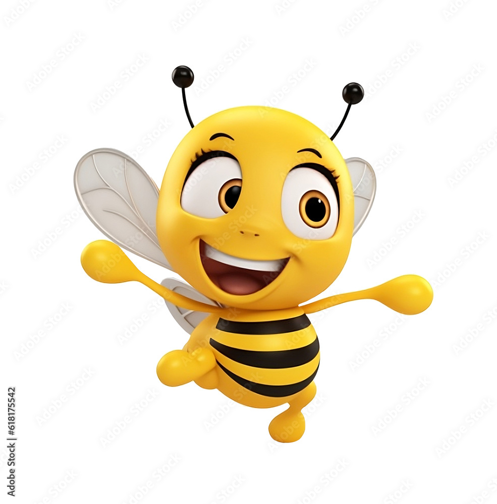Bee model 3D cute cartoon die-cut background ,Generative AI Bee model 3D cute cartoon die-cut background ,Generative AI