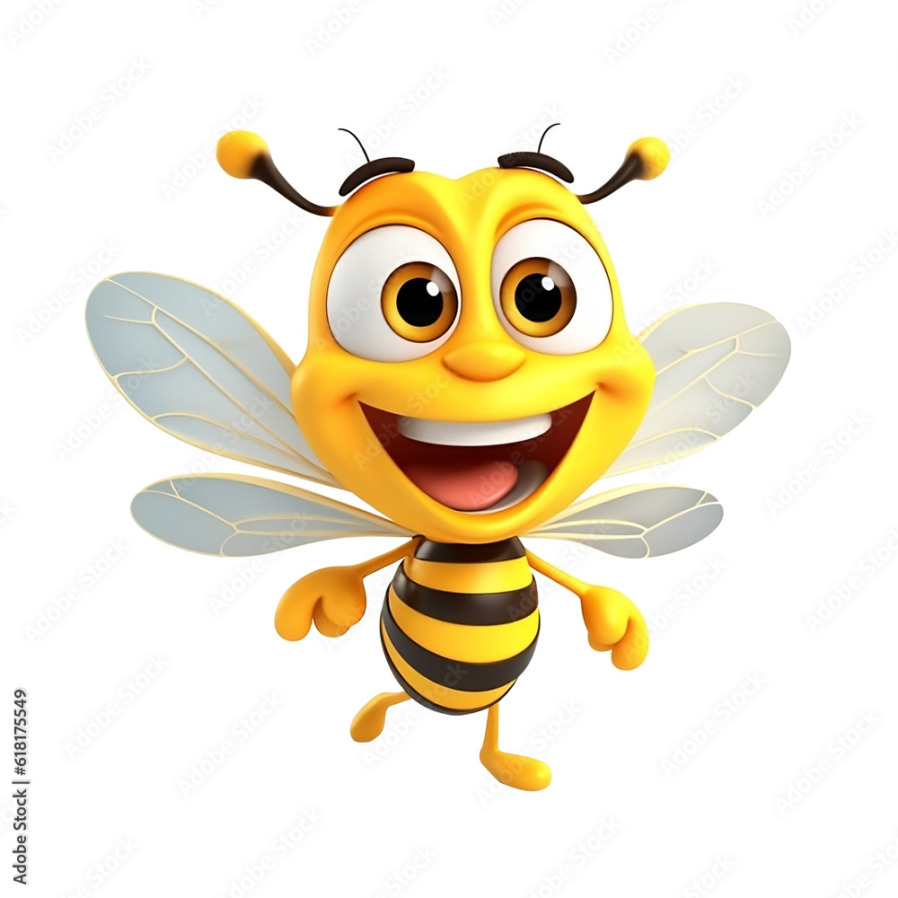 Bee model 3D cute cartoon die-cut background ,Generative AI Bee model 3D cute cartoon die-cut background ,Generative AI