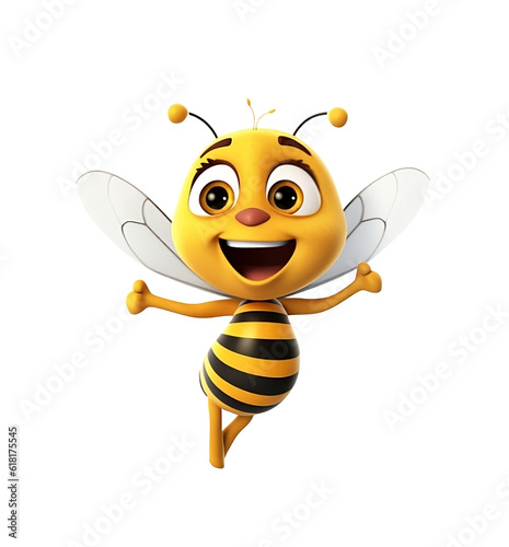 Bee model 3D cute cartoon die-cut background ,Generative AI