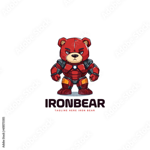 cute adorable cartoon bear turning into a red robot. iron robot bear logo mascot vector illustration