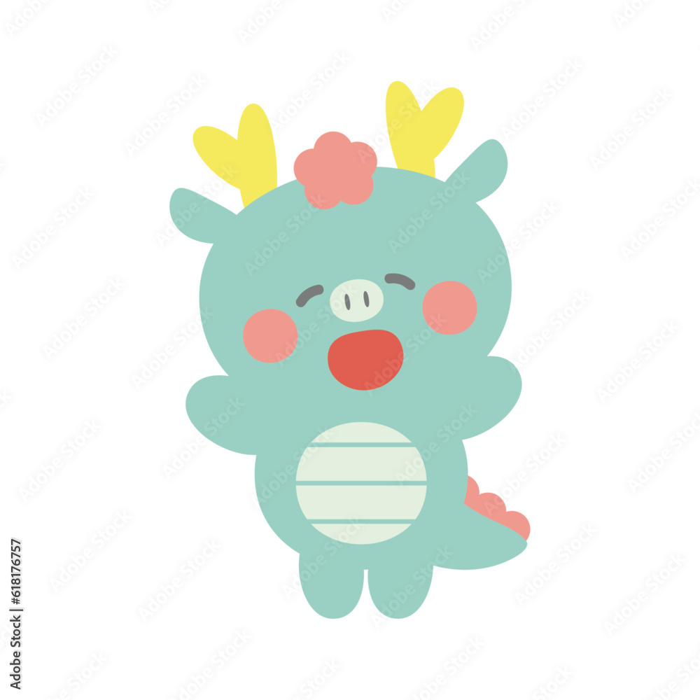 Obraz premium 満面の笑みで万歳する辰（龍）