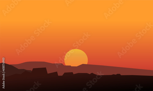 sunrise over the desert Vector background illustration design