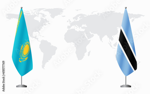 Kazakhstan and Botswana flags for official meeting