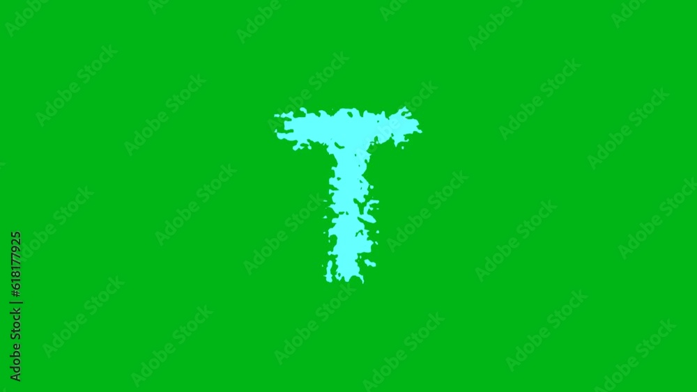 English alphabet T with water waves on green screen background English alphabet T with water waves on green screen background