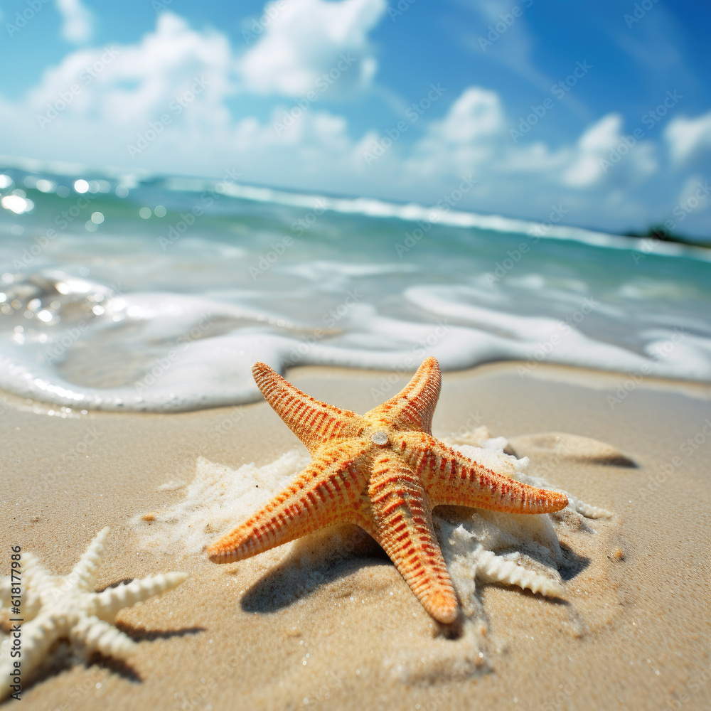 Starfish on a beach, sand Starfish on a beach, sand
