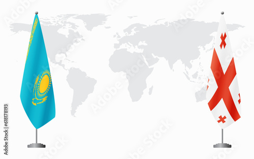 Kazakhstan and Georgia flags for official meeting