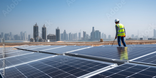 Solar Panel Solarzellen alternative Energie der Zukunft Umweltfreundlich, ai generativ photo