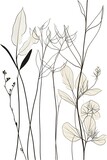 Botanical Line Art, Plant Prints, Minimalist Modern, black outline