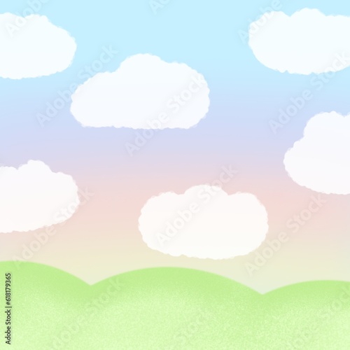 clouds and grass