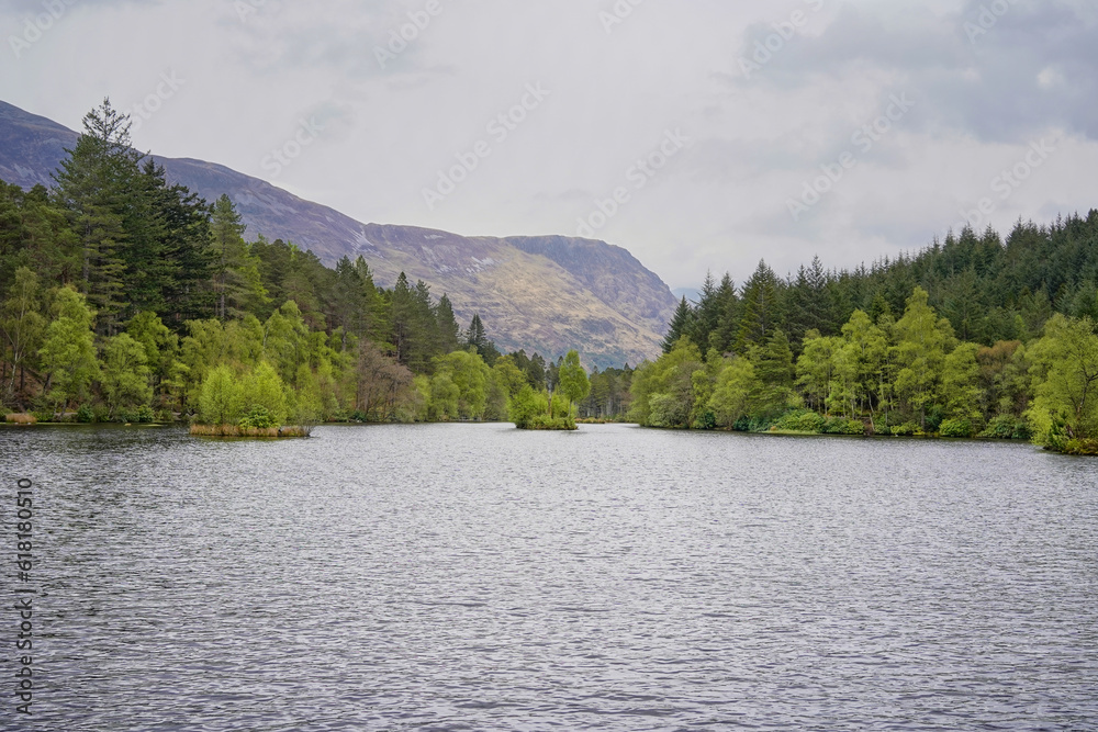 Glencoe Lochan in the Scottish highlands. A Lochan is a small Scottish lake. Glencoe Lochan in the Scottish highlands. A Lochan is a small Scottish lake.