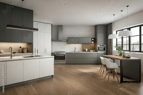 modern kitchen interior with kitchen