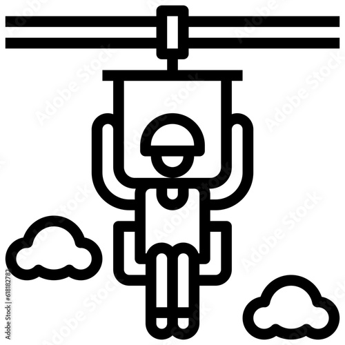 ZIPLINE line icon,linear,outline,graphic,illustration