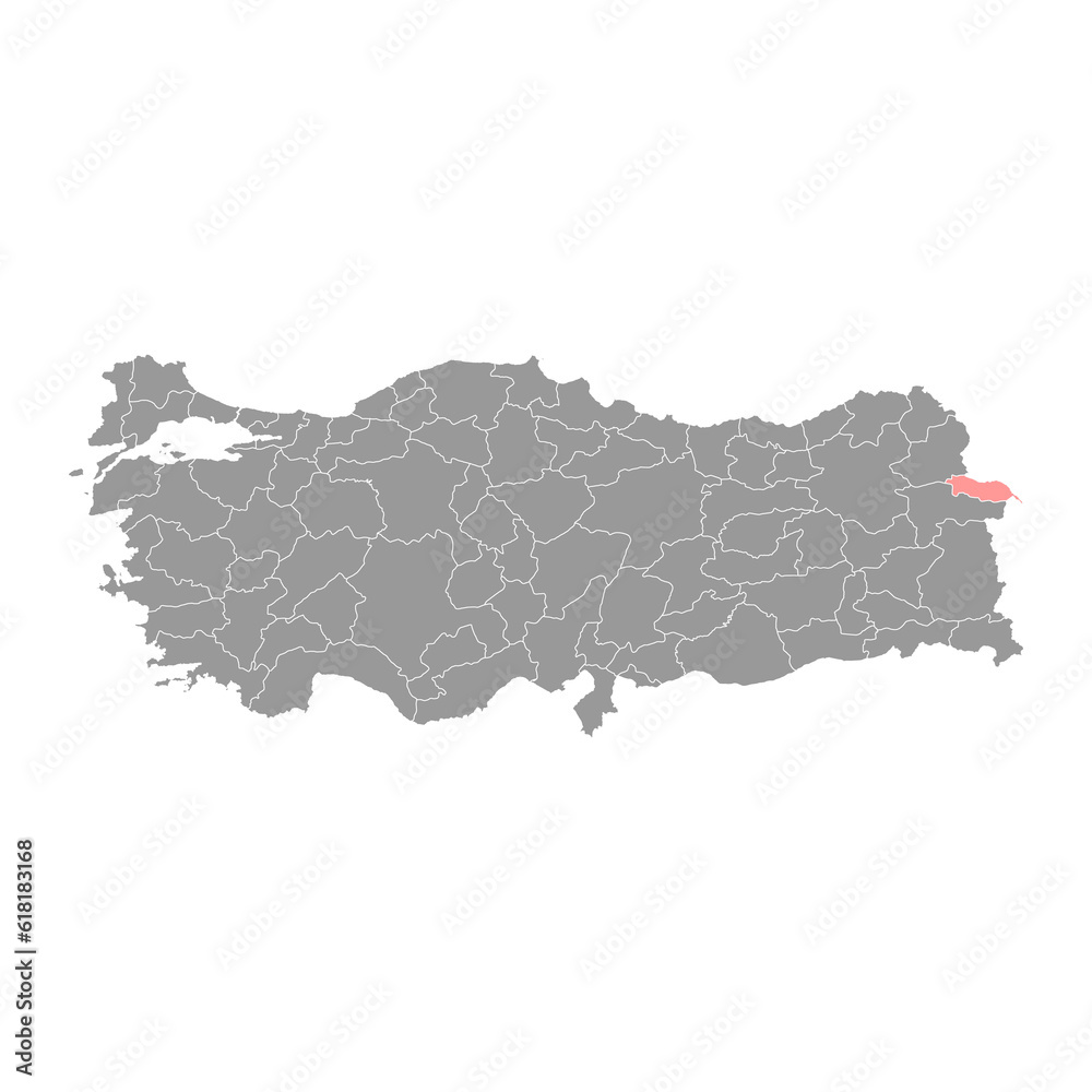 Igdir province map, administrative divisions of Turkey. Vector illustration.