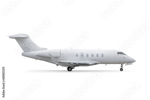 White modern business jet isolated