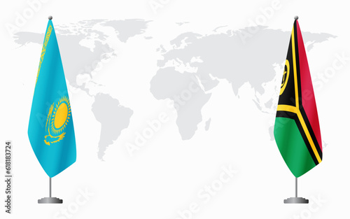 Kazakhstan and Vanuatu flags for official meeting