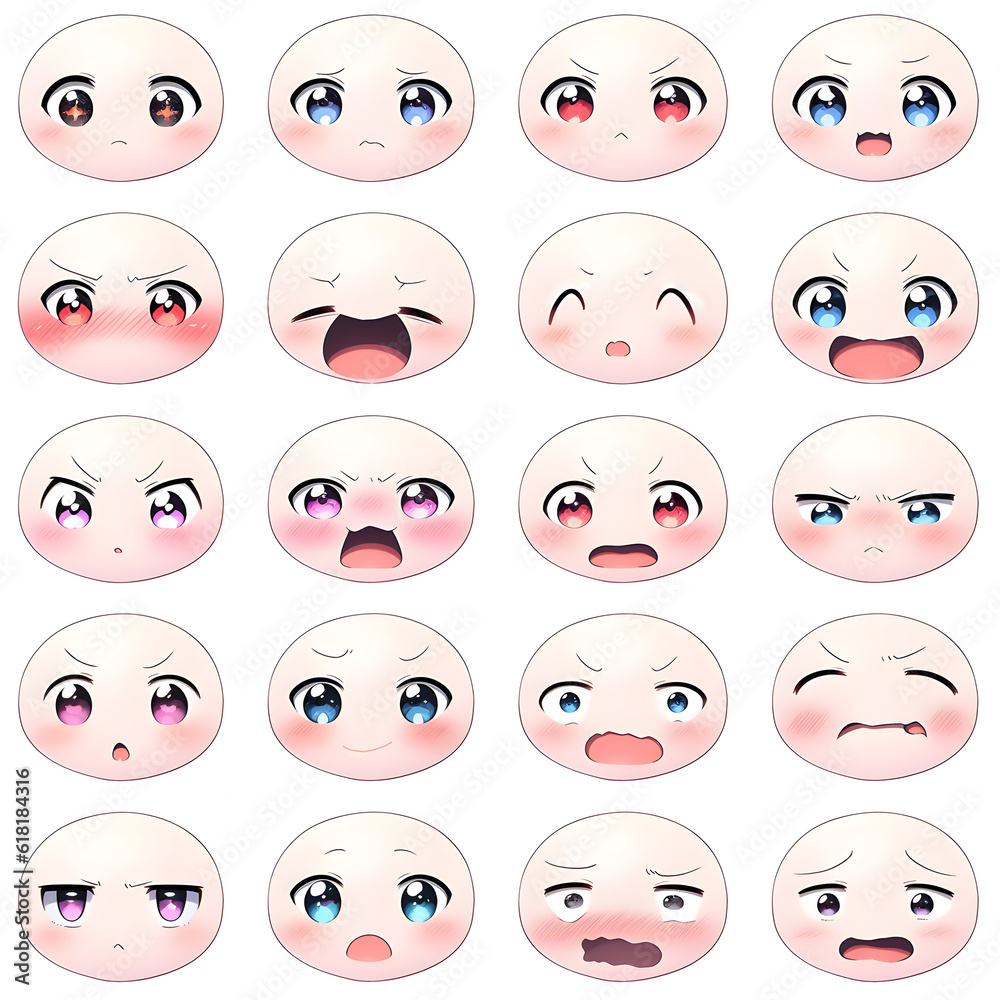 set of emotion funny face generate with ai set of emotion funny face generate with ai