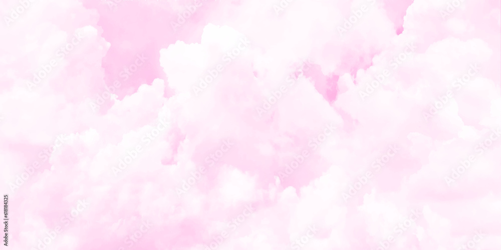 Sugar cotton pink clouds vector design background. Cloud pink sky image