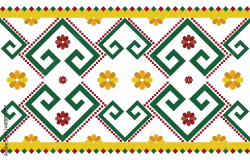 geometric green heart yellow flower design  for cloth fabric carpet texture background