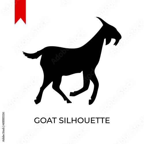 Goat icon. Goat black silhouette Isolated on white background. Logo. Vector illustration