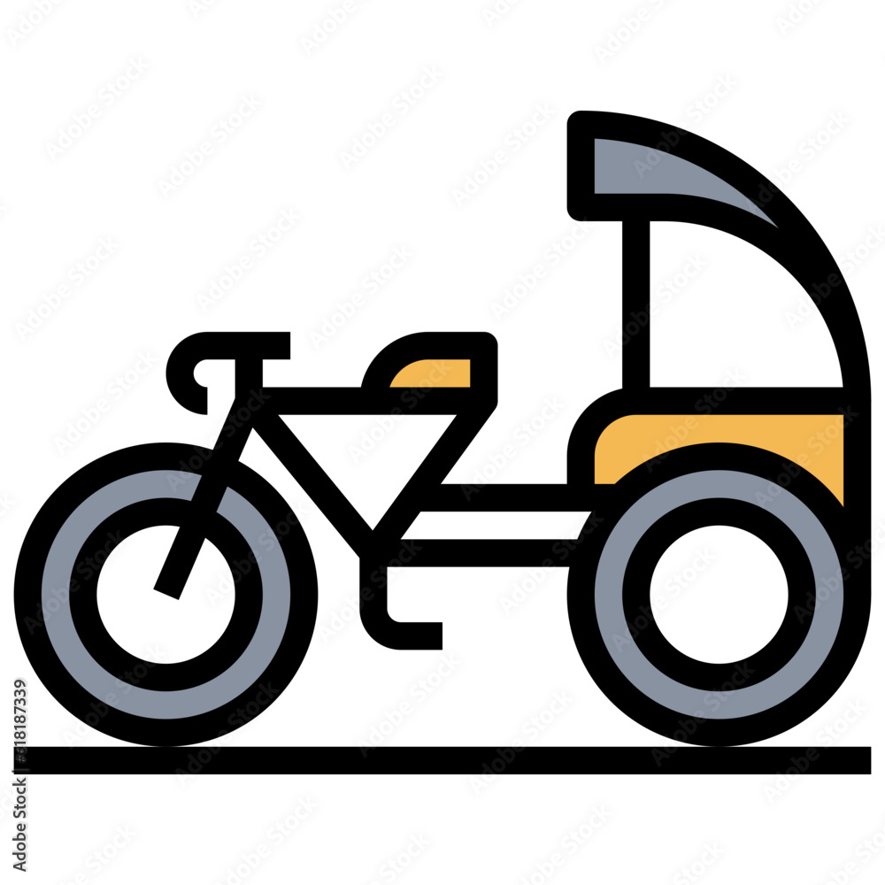 CYCLE RICKSHAW line icon,linear,outline,graphic,illustration CYCLE RICKSHAW line icon,linear,outline,graphic,illustration